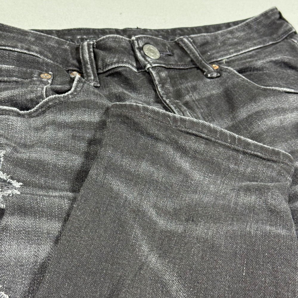 American Eagle Airflex+ Slim Distressed Black Jeans Mens 31x30 Stretch Denim